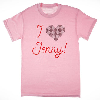 I Love Jenny Rhinestone Heart Soft Pink T-Shirt - XL