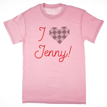 I Love Jenny Rhinestone Heart Soft Pink T-Shirt - XL