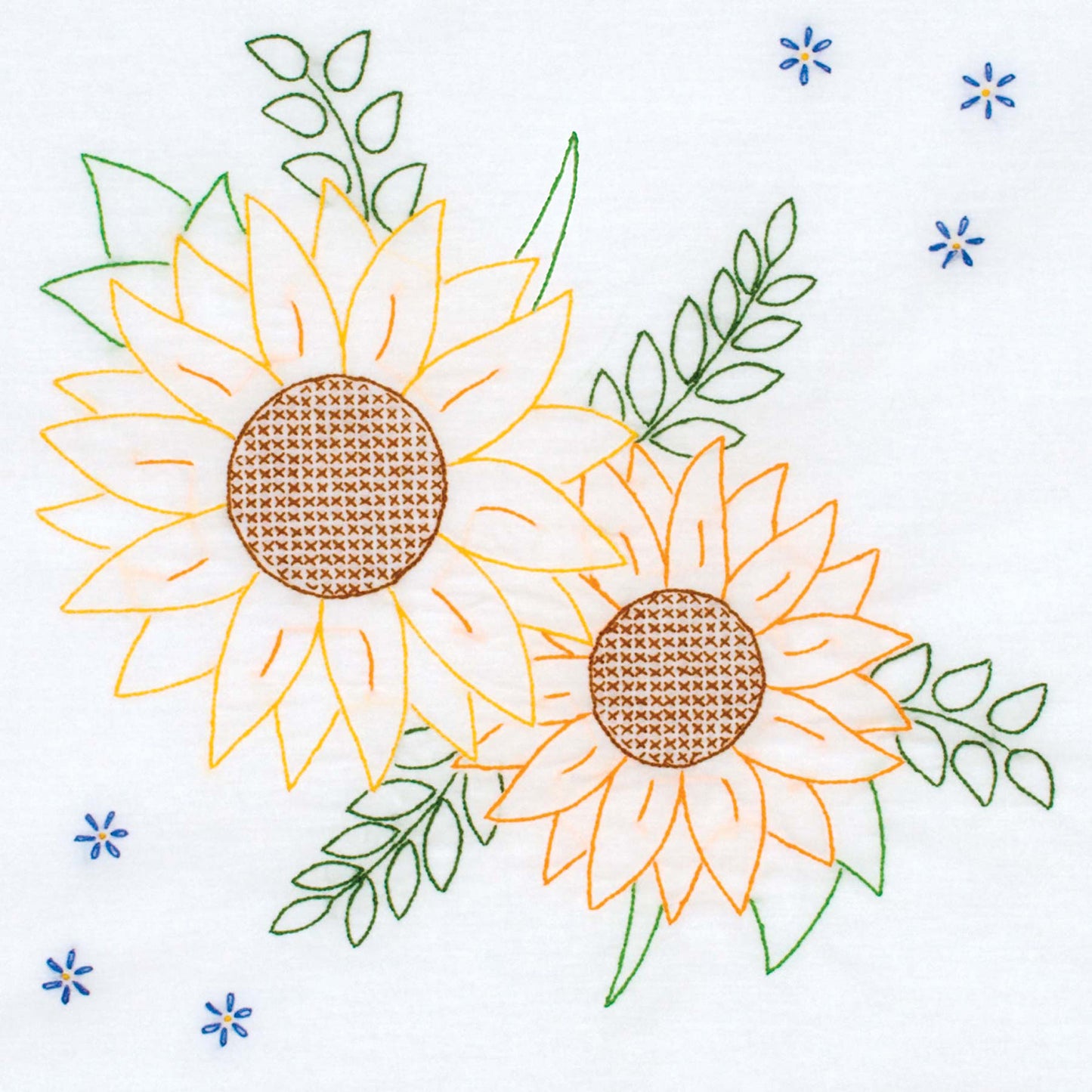 Golden Sunflowers 18" Embroidery Quilt Blocks Set Alternative View #1