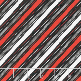 Snowy Tidings - Diagonal Stripes Black Yardage