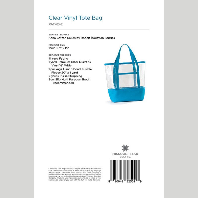 Digital Download - Clear Vinyl Tote Bag Pattern by Missouri Star Alternative View #1