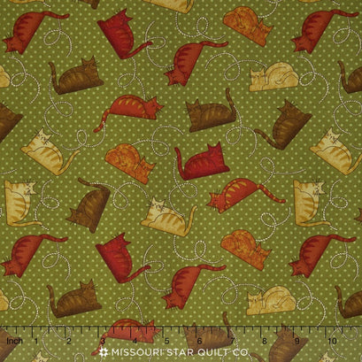 Crafty Cats - Cat and Dot Green Yardage