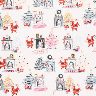 Christmas In The City - Down the Chimney Pink Flannel Yardage