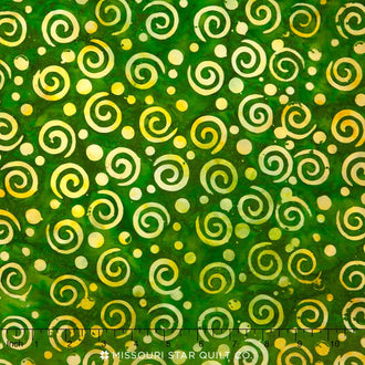 Primo Batiks - Bright Lights Swirl Curl Emerald Green Yardage