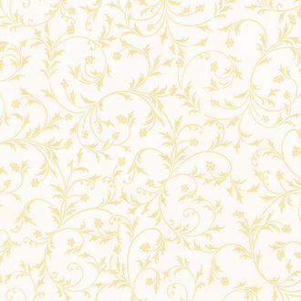 Holiday Flourish - Snow Flower Gold Colorstory Swirls Cream Metallic Yardage