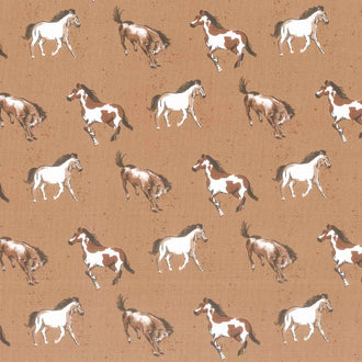 Wild Rose - Horses Sienna Yardage