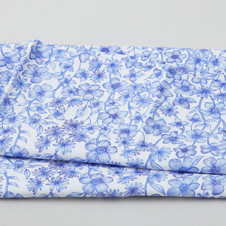 Digital Designs - Watercolor Flowers White 2 Yard Cut