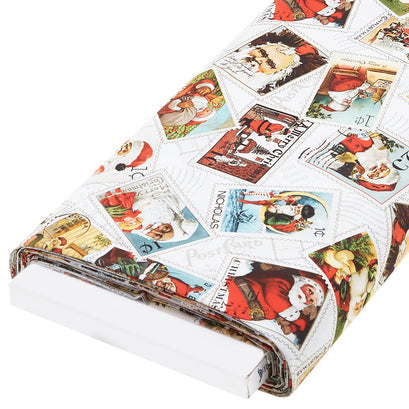 Nicholas - Santa Stamps White 15-yard Bolt