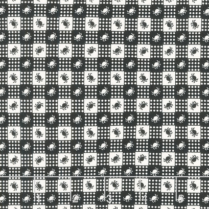Owl-o-Ween - Spider Gingham Midnight Yardage