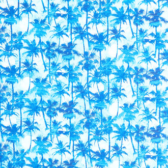 Palm Beach - Palm Trees Light Indigo Yardage