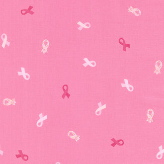 Strength in Pink - Ribbons Dark Pink Yardage