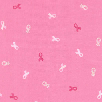 Strength in Pink - Ribbons Dark Pink Yardage