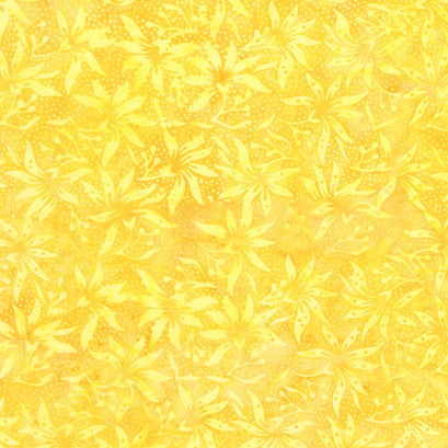 Tropical Oasis Batiks - Lilies Yellow Cornmeal Yardage