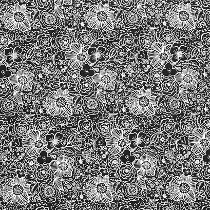 Night & Day - Packed Floral Black Yardage