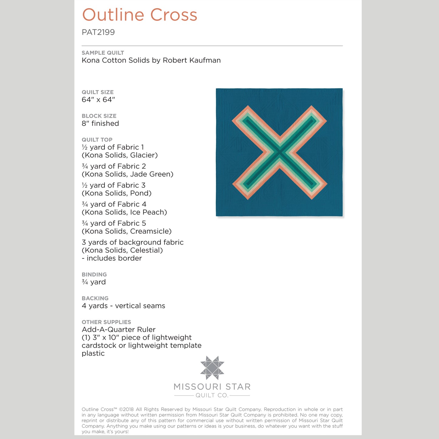 Digital Download - Outline Cross Quilt Pattern by Missouri Star Alternative View #1