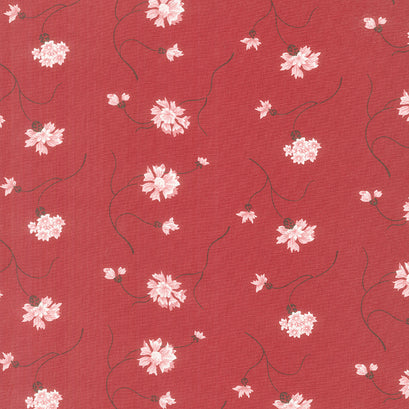 Red and White Gatherings - Floret Crimson Yardage