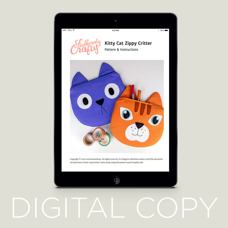 Digital Download - Kitty Cat Zippy Critter Pouch Pattern Primary Image