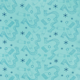 Arrival of Winter - Winter Gear Teal 108" Wide Backing Yardage