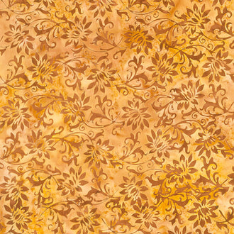 Kings Castle Batiks - Floral Brown Limestone Yardage