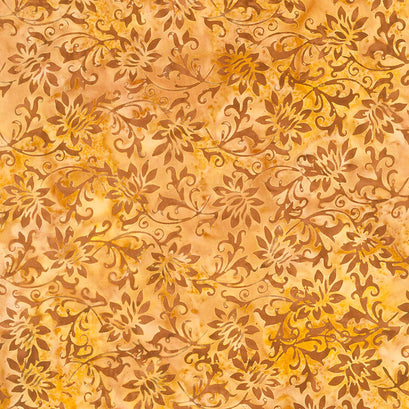 Kings Castle Batiks - Floral Brown Limestone Yardage