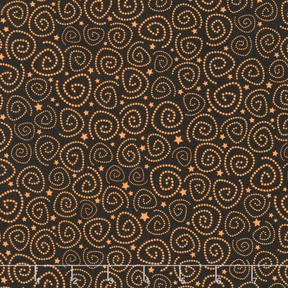 Beggars Night Buddies - Spirals and Stars Black & Orange Yardage