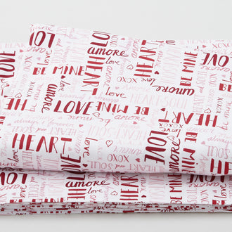Happy Hearts - Words All Over White 3 Yard Cut