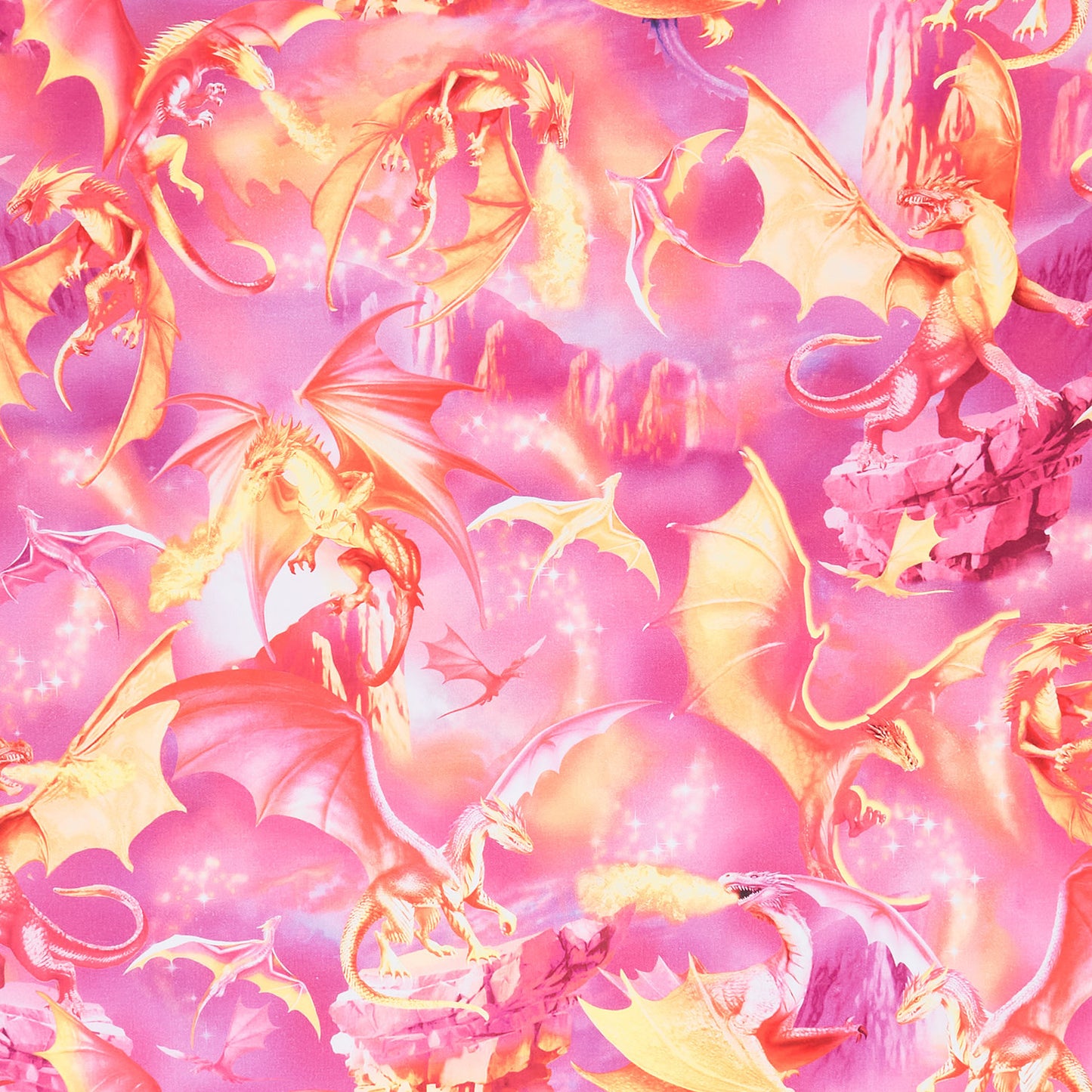 Novelty - Timeless Treasures - Dragons Majesty Pink Yardage Primary Image