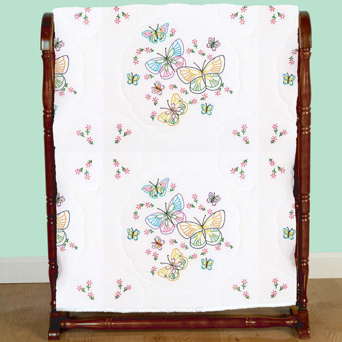 Interlocking Fluttering Butterflies 18" Embroidery Quilt Blocks Set Primary Image