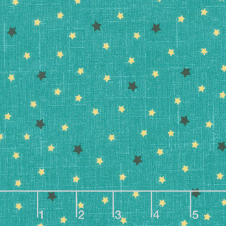 Happy Camper - Blinking Stars Teal Yardage