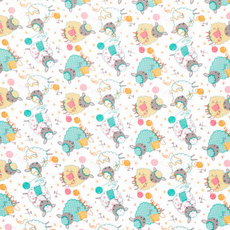 Comfy Flannel® - Sewing Sheep White Yardage
