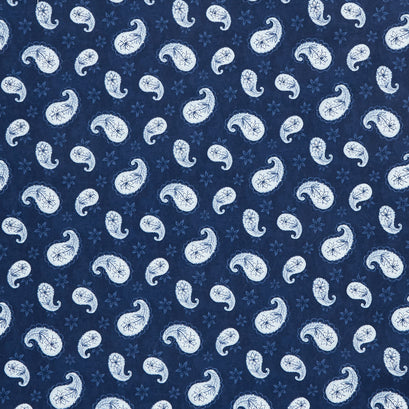 Blooming Blue - Paisley Toss Navy Yardage