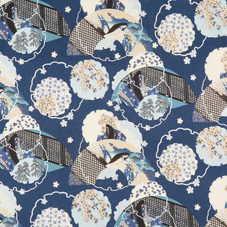Imperial Collection 18 - Lapis Colorstory Fans Lapis Metallic Yardage