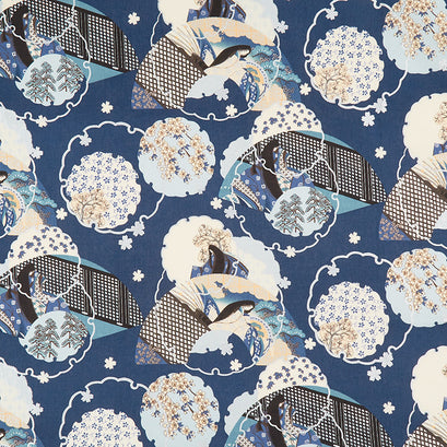 Imperial Collection 18 - Lapis Colorstory Fans Lapis Metallic Yardage