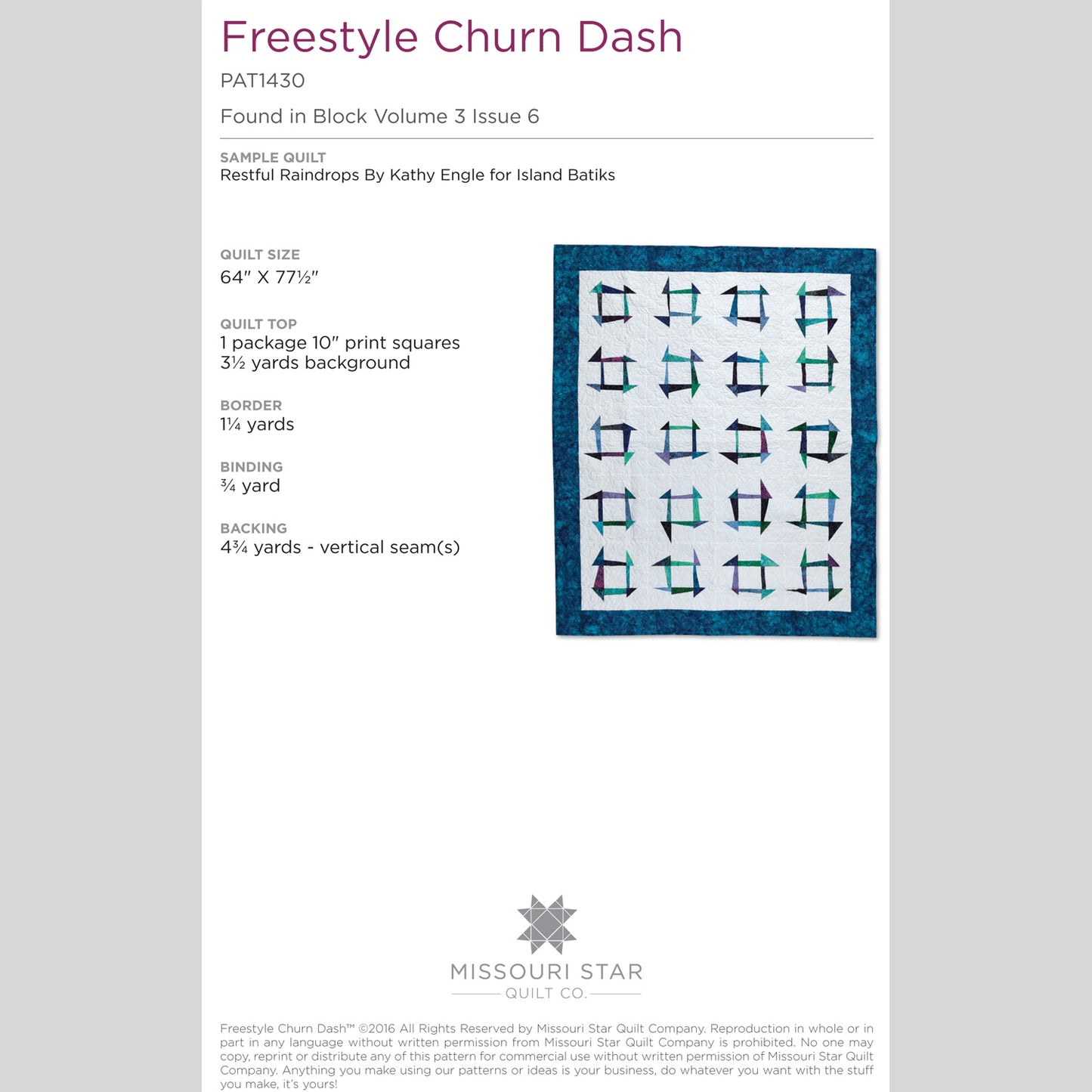 Digital Download - Freestyle Churndash Quilt Pattern by Missouri Star Alternative View #1