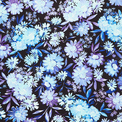 Shimmering Twilight - Twilight Bouquet Black Yardage