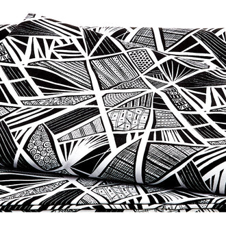 Black Tie 2 - Geometric Black/White 108" Wide 3 Yard Cut