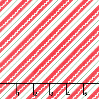 Reindeer Games - Candy Cane Stripe Poinsettia Red Yardage