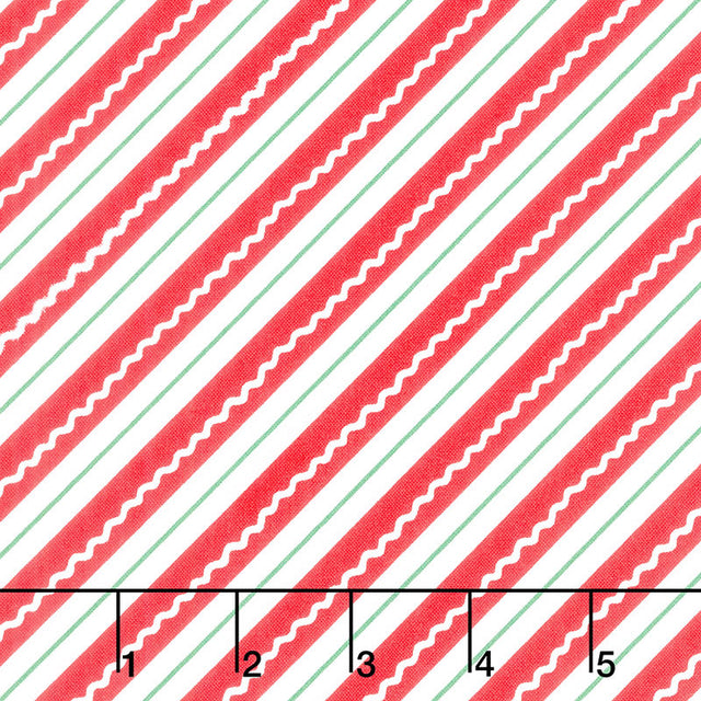Reindeer Games - Candy Cane Stripe Poinsettia Red Yardage Primary Image