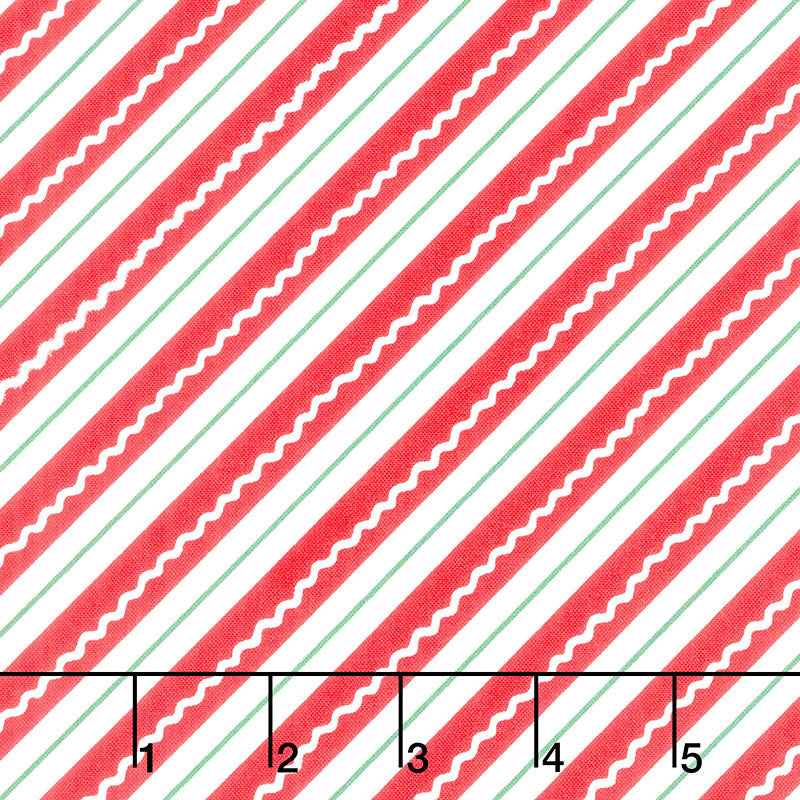 Reindeer Games - Candy Cane Stripe Poinsettia Red Yardage Primary Image