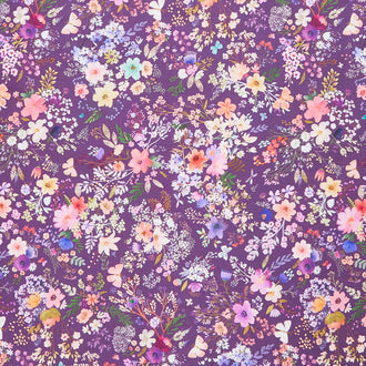 Unicorn Meadow - Flowers Plum Yardage