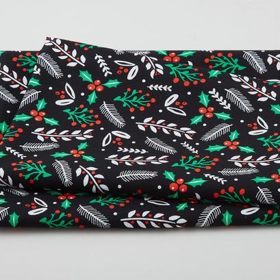 Festive Floral - Black 2 Yard Cut