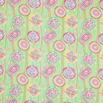 In Motion Large Circle with Horizontal Stripes - Lemongrass Multi Yardage