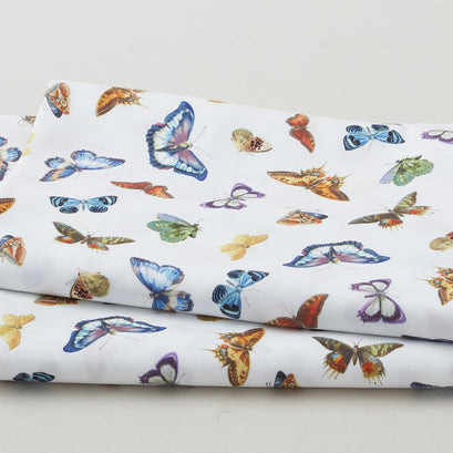 Botanical Garden - Bright Butterflies White 2 Yard Cut