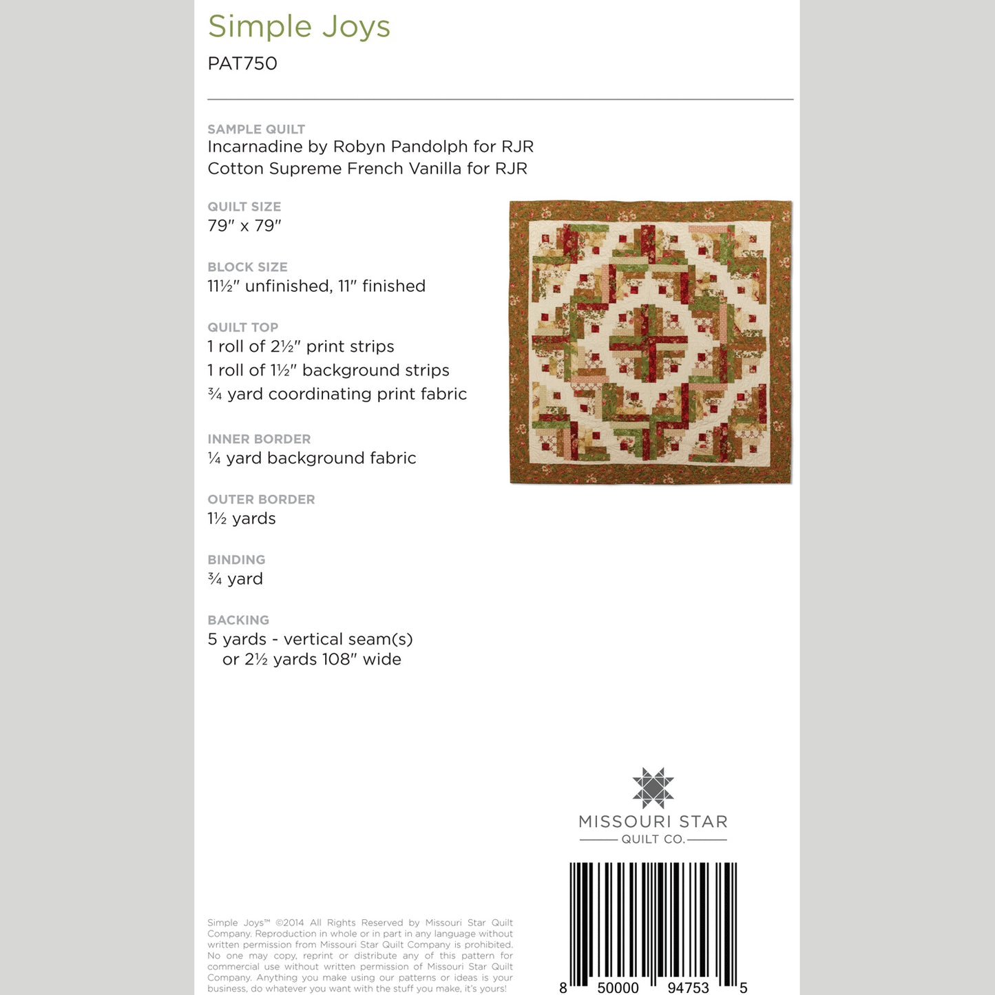 Digital Download - Simple Joys Quilt Pattern by Missouri Star Alternative View #1