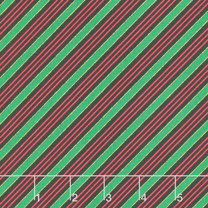 Tis the Season - Diagonal Candy Stripe Metallic Yardage