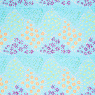 Blooming Small Flowers Multi - Teal Scuba Yardage