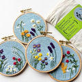 Family Flower Garden in Blue Design Your Own Embroidery Kit