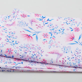 Fly By, Butterfly - Flower Medley Pink 2 Yard Cut