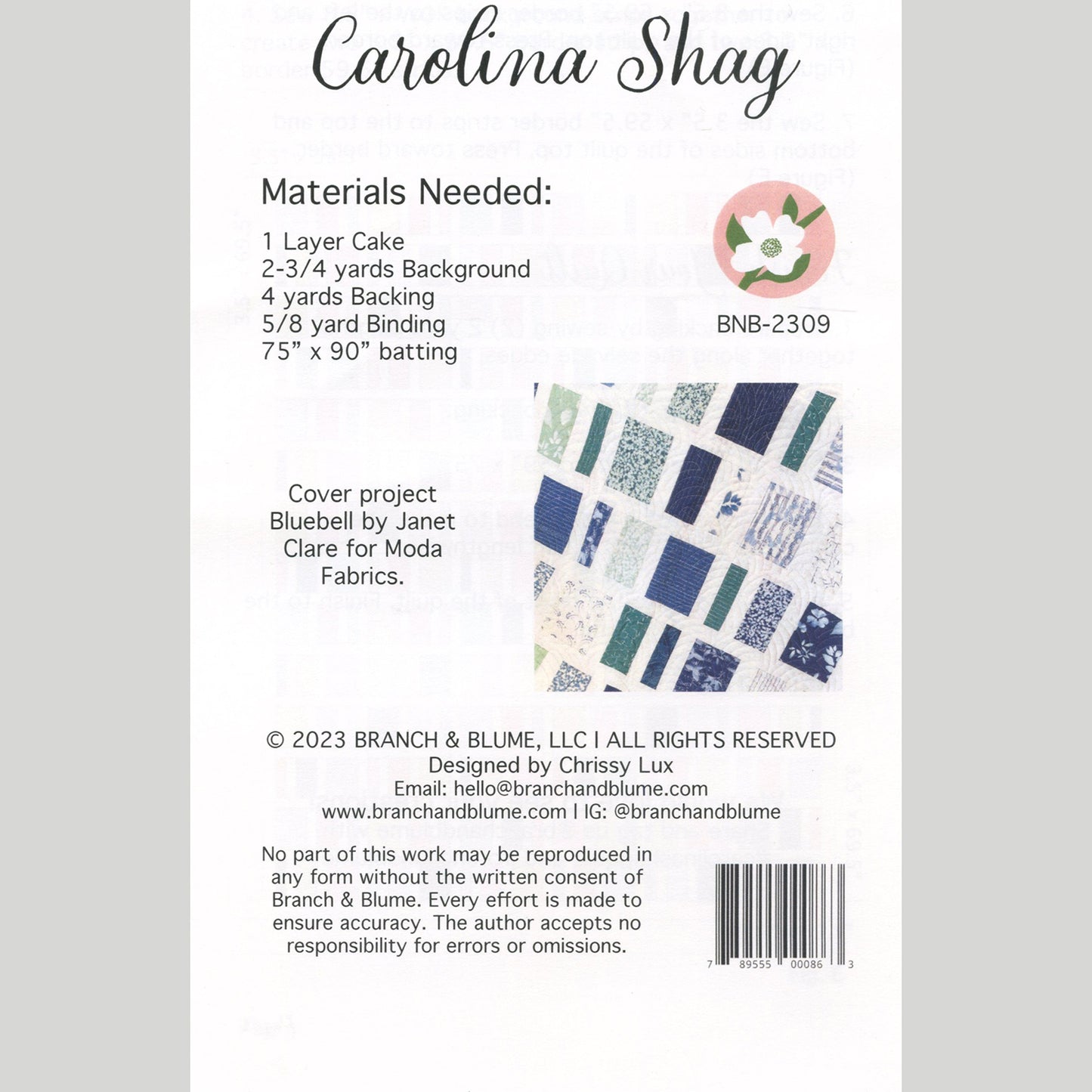 Carolina Shag Quilt Pattern Alternative View #1