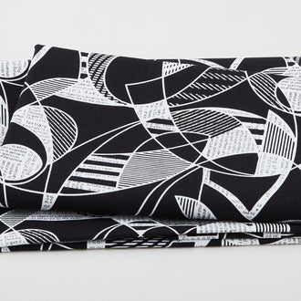 The Language of Color - Abstract Geometric Black/Off-White 2 Yard Cut